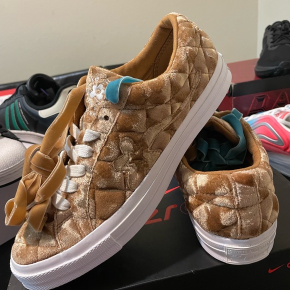 Converse Golf Le Fleur x One Star 'Quilted Velvet Brown Men Sz 10 New No Box - Picture 6 of 9